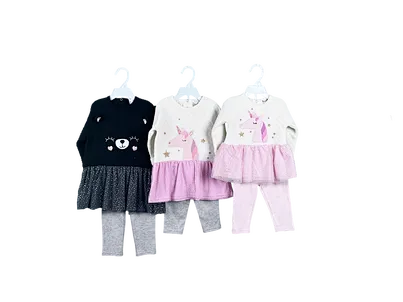 2Pcs Quilted Tutu Top Legging